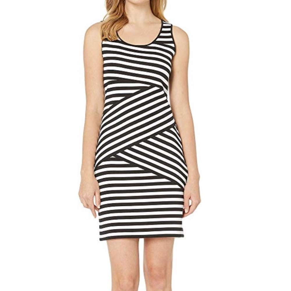 Michael Kors Diagonal Stripe Sleeveless Dress